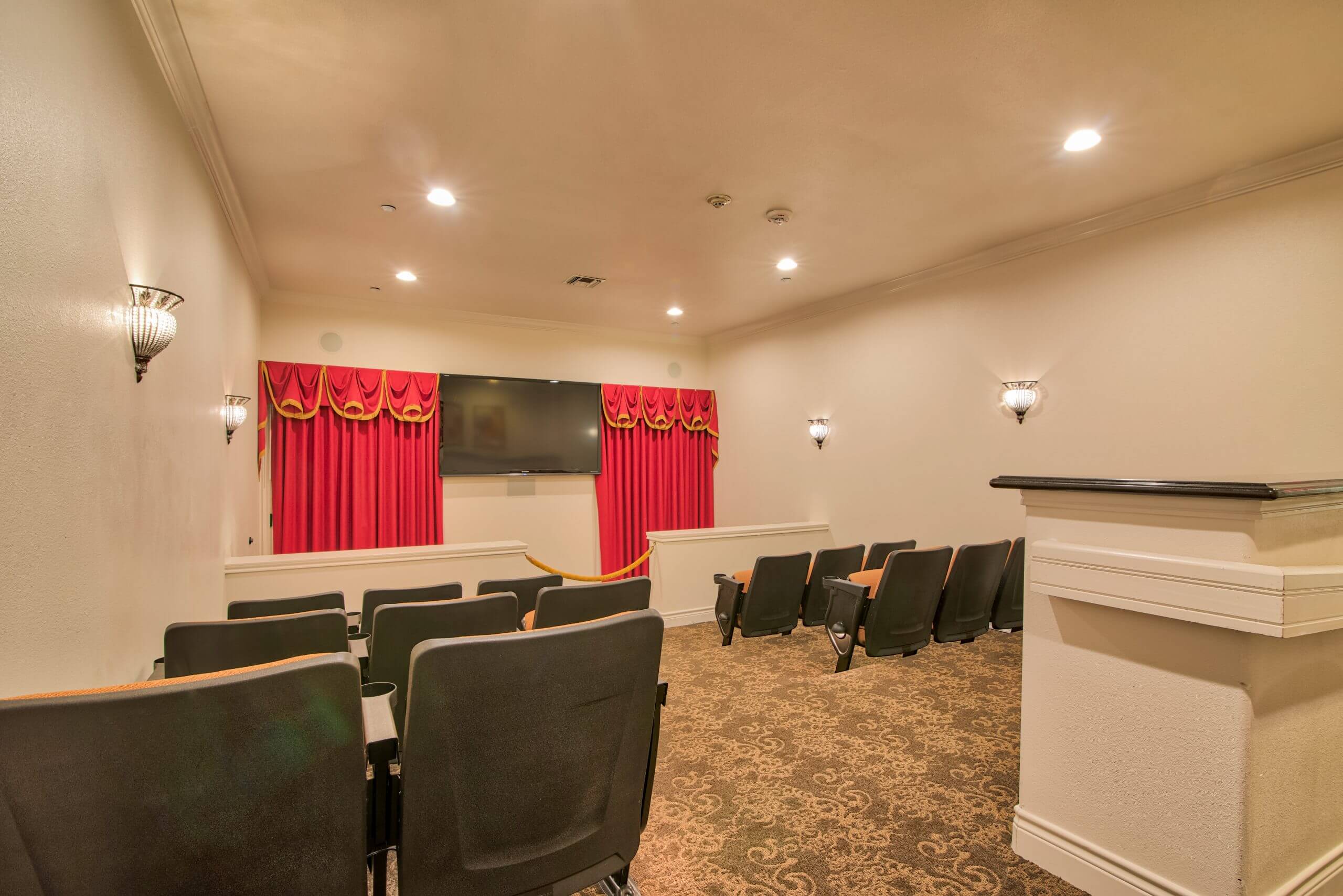 Theater room at Pelican Bay Assisted Living and memory care community in Beaumont, TX